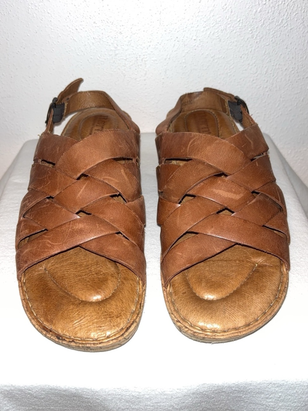 Born Brown Woven Leather Sandals
